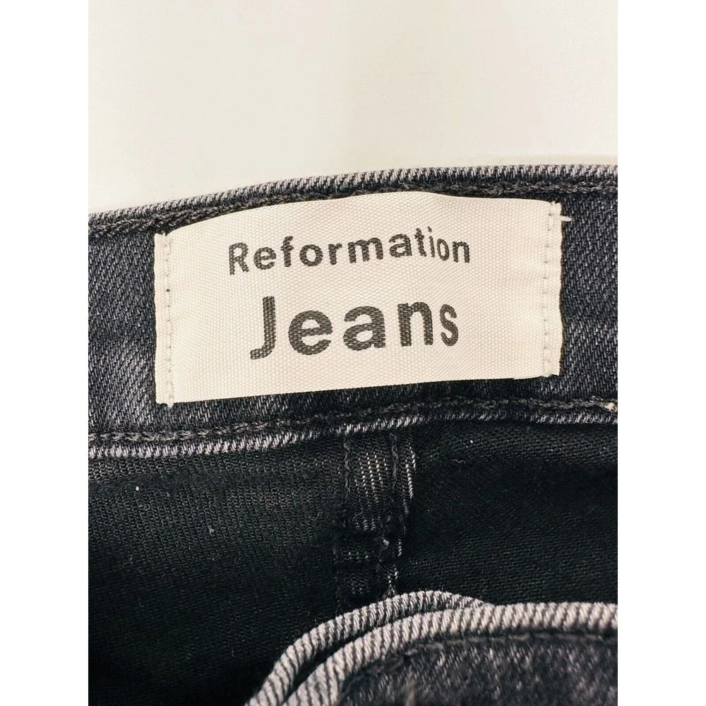 Reformation Womens‎ Skinny Jeans Black Denim Stretch High Rise Pockets Z…